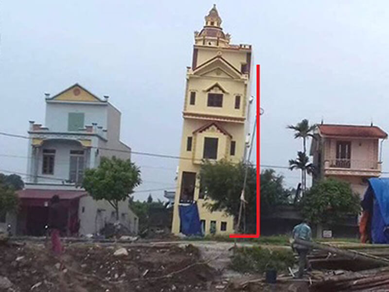 Dịch vụ khắc phục nhà bị lún uy tín, thi công không ảnh hưởng sinh hoạt 2 Hiện tượng lún nghiêng công trình